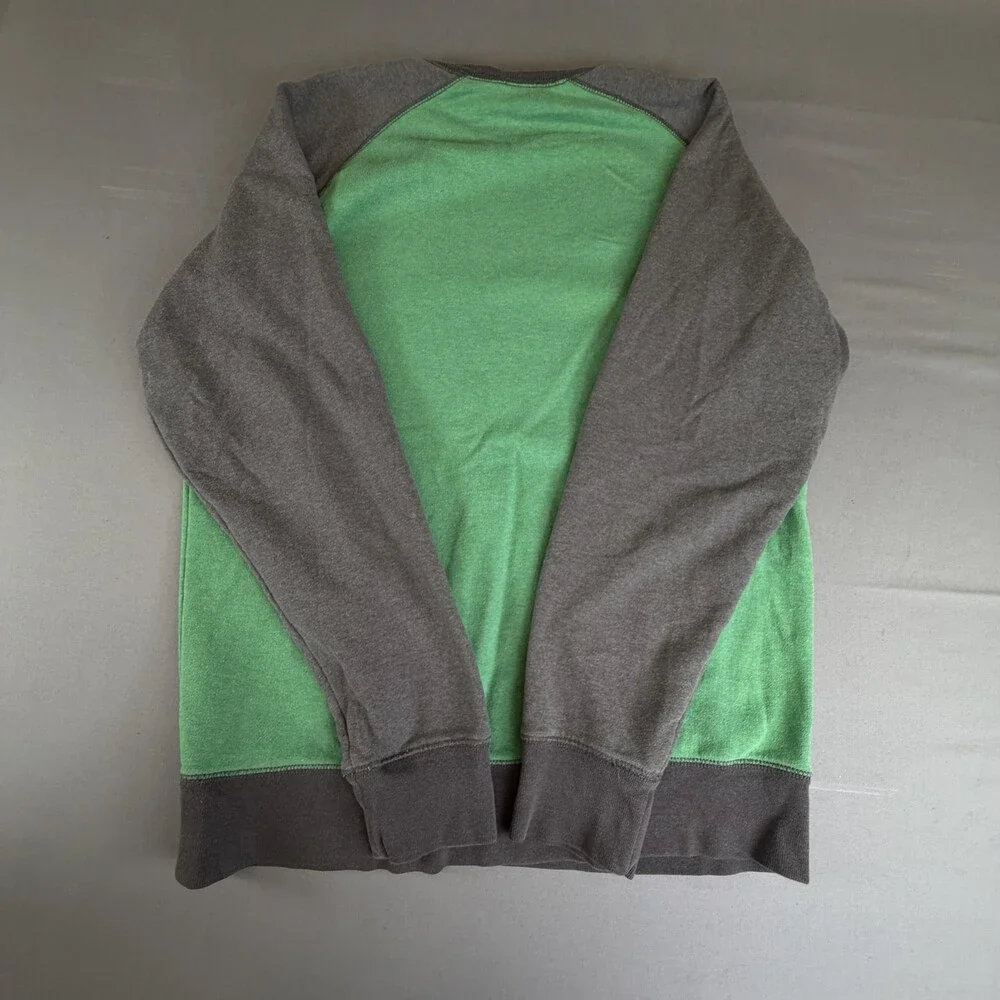 The North Face Sweatshirt Mens Medium Green Gray Fleece Crewneck Pullover Logo